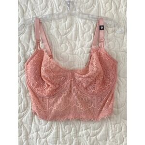 Victoria's Secret Dream Angels Bra Lace Push Up Pink 38DDD Convertible Straps